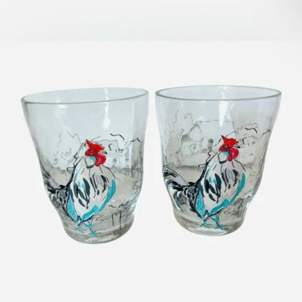 Anthropologie Homestead Farm Glasses Set of Four